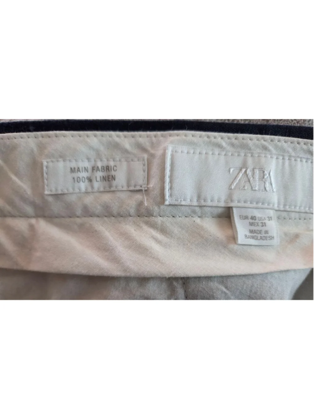 Men's ZARA Navy Linen Trousers Waist 31